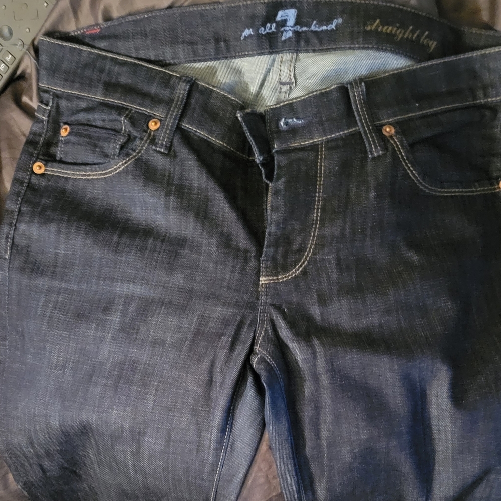Size 29 Dark denim Straight Leg. 7 jeans